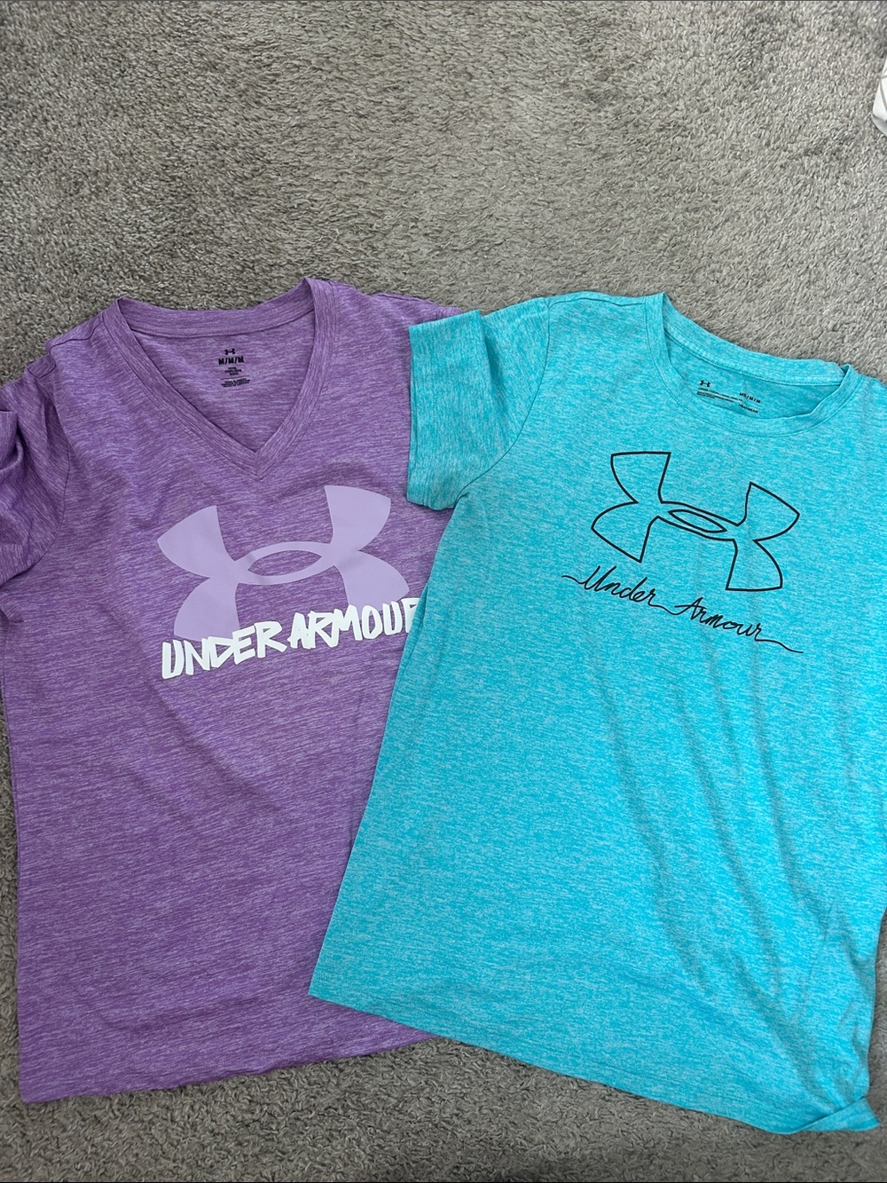 Under Armour Women’s Purple V-Neck & Teal Crew Tee Set